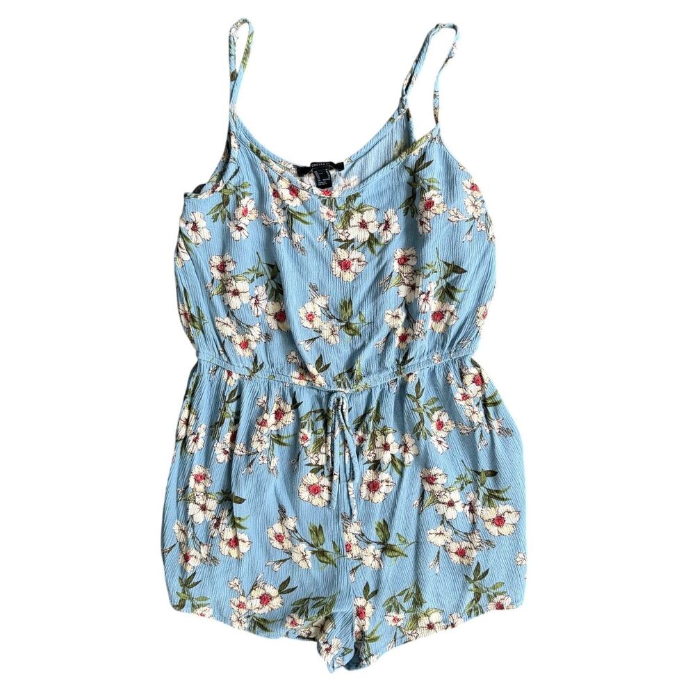 Forever 21 Light Blue Floral Cami Romper Size M